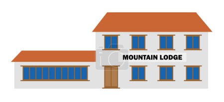 Ilustración de Ejemplo de vector de lodge de montaña, vector que muestra un hotel o lodge típico mientras miran en Nepal en el camino al campamento base del Monte Everest - Imagen libre de derechos
