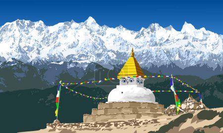 Estupa budista o chorten, camino al campamento base del Monte Everest, montañas del Himalaya, budismo en el valle de Khumbu bajo el monte Everest, Nepal