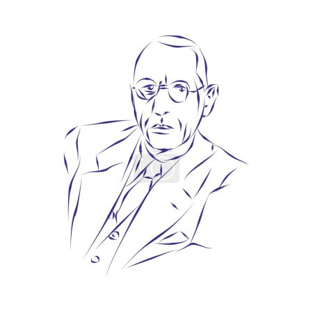 Illustration for Vector illustration portrait of composer Igor Stravinski - Royalty Free Image