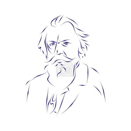 vector ilustración retrato del compositor Johannes Brahms
