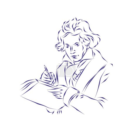 vector illustration portrait of composer Ludwig van Beethoven