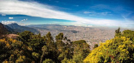 Photo for Cityscape of Bogota, view from Cerro Monserrate hill. Distrito Capital abbreviated Bogota, D.C. Capital city of Colombia, and one of the largest cities in the world. - Royalty Free Image