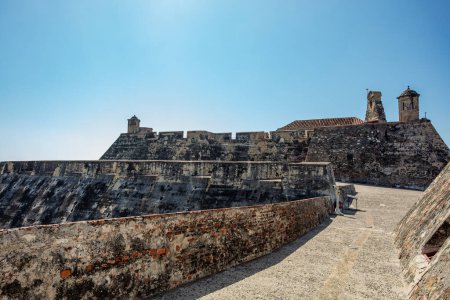 Photo for Castillo San Felipe de Barajas, fortress in the strategic location of Cartagena de Indias city on the Caribbean coast of Colombia. - Royalty Free Image