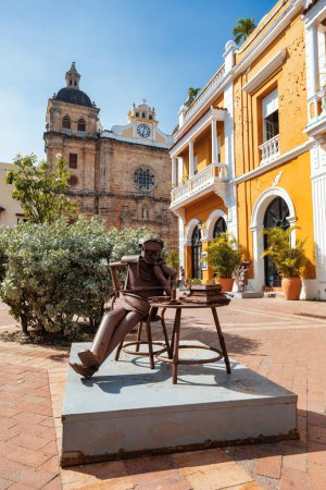 Plaza de San Pedro Claver, colonial building in Cartagena de Indias, Colombia. Church is part of a set of religious buildings by Cloister of San Pedro Claver and archaeological museum.