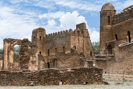 Palais royal Fasil Ghebbi, ville forteresse de Gondar, Éthiopie. Fondée par l'empereur Fasilides. Palais impérial château complexe est appelé Camelot d'Afrique. Architecture africaine. Site du patrimoine mondial de l'UNESCO.