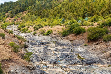 Beau paysage de montagne avec canyon et lit de rivière sec, Debre Libanos, région Oromia. Ethiopie paysage sauvage, Afrique.