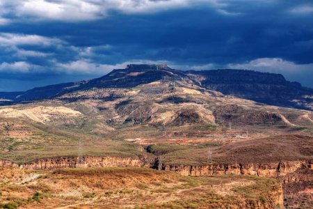 Beautifu highland landscape in Amhara Region. Ethiopia wilderness landscape, Africa.