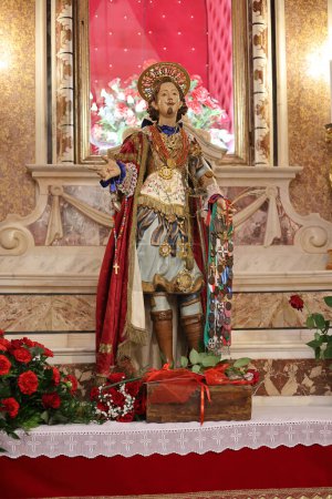 Photo for CAGLIARI, Italy - May 1, 2023: Festival of Sant'Efisio in Cagliari, Sardinia. The statue of Saint Effisio in Church of Sant'Efisio, in the old part of town - Royalty Free Image