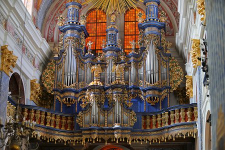 Photo for Poland, Swieta Lipka, Warmia - Masuria Province - 03.08.2023: Organ in the Marian sanctuary, Basilica of the Visitation of the Blessed Virgin Mary in Holy Linden, Heiligelind - Royalty Free Image