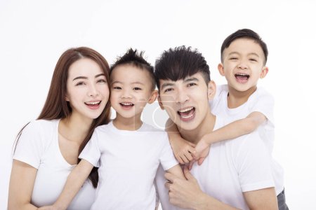 Photo for Happy Asian family isolated on white background - Royalty Free Image