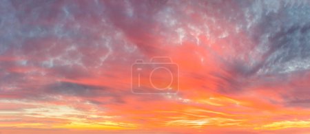 Sundown  Sky Panoramia - panoramic view of  Sunset  Sunrise Sundown Sky with colorful clouds,  panorama sky without any birds