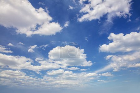 Photo for Real day sky - rnatural blue sky during daytime with white light clouds Freedom and peace. Large photo format Cloudscape blue sky. - Royalty Free Image