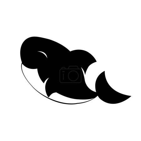 Illustration for Shark. cartoon logo. vector illustration. black and white - Royalty Free Image
