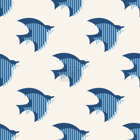 skandinavisches nahtloses Muster mit blauen Vögeln. Vektor