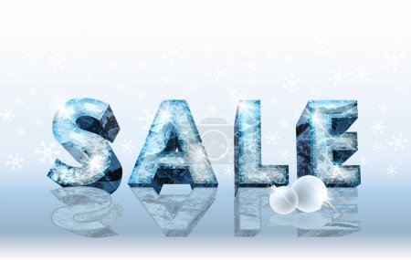 Téléchargez les illustrations : Icy hiver Carte de vente avec boules de Noël, illustration vectorielle - en licence libre de droit