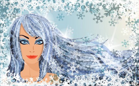 Téléchargez les illustrations : Jeune fille d'hiver, bannière de vente de Noël, illustration vectorielle - en licence libre de droit