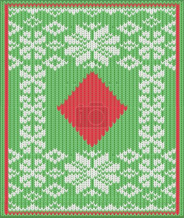 Photo for Merry Christmas  Happy New year knitted pattern with casino poker diamonds cards, vector illustration - Royalty Free Image