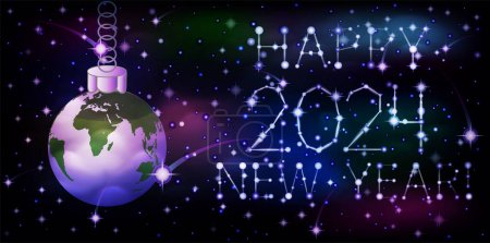 Ilustración de Nueva tarjeta vip 2024 años cielo nocturno y la Tierra, ilustración vectorial - Imagen libre de derechos