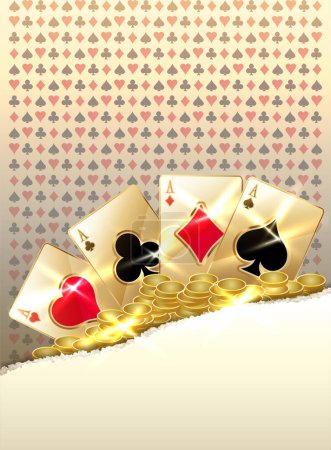 Photo for Casino wallpaper with poker cards, vector illustration - Royalty Free Image