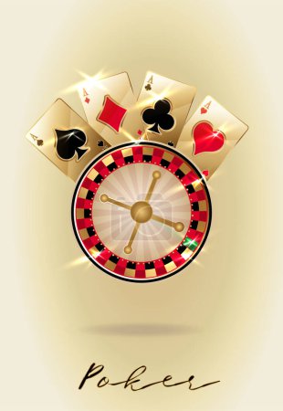 Photo for Casino vip background with roulette and  poker cards, vector illustration - Royalty Free Image