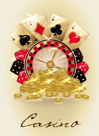 Photo for Casino vip background with poker cards and golden coins, vector illustration - Royalty Free Image