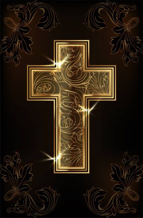 Photo for Golden Happy  Easter cross card, vector illustration - Royalty Free Image