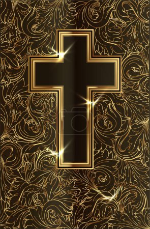 Photo for Golden Easter cross invitation  card, vector illustration - Royalty Free Image