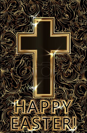 Photo for Golden Easter cross greeting vip card, vector illustration - Royalty Free Image
