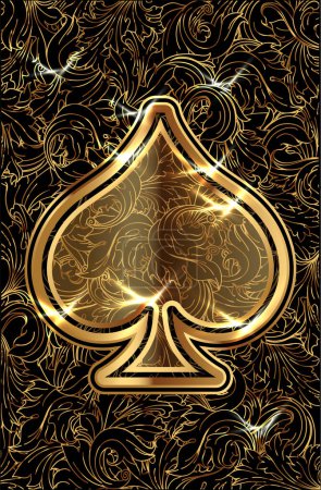 Photo for Spades ace poker golden playing cards, vector illustration - Royalty Free Image