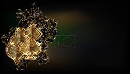Photo for Casino golden wallpaper with poker cards, vector illustration - Royalty Free Image