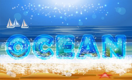 Ocean Summer  wallpaper, vector illustration
