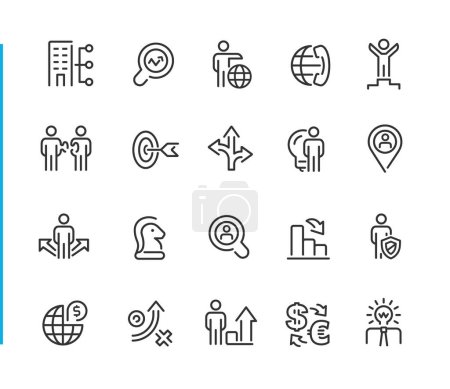 Ilustración de Business Strategy Icons - Blue Line Series - Vector line icons for your digital or print projects. - Imagen libre de derechos
