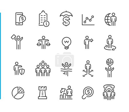 Ilustración de Business Success Icons - Blue Line Series - Vector line icons for your digital or print projects. - Imagen libre de derechos