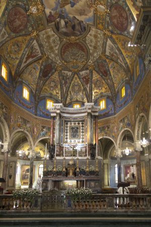 Photo for POMPEI, ITALY - September 28, 2023: Interior of the Basilica of Our Lady of the Rosary in Pompeii. In recent years, the church has been a popular pilgrimage destination. - Royalty Free Image