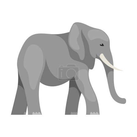 Téléchargez les illustrations : Isolated flat elephant. Vector illustration of safari animal. Africa and india symbol. Mascot with trunk and largest land mammal. African and asian zoo sign. Wildlife and wild nature theme. - en licence libre de droit