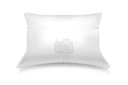 Illustration for Template of pillow front view for branding. Illustration of blank or empty cushion. Mock up or close up of home decor for bedroom. Advertising and promotional for furnishing. Bed and interior theme. - Royalty Free Image