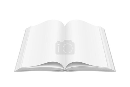Illustration for 3d book with opened pages. Vector image of realistic literature with blank or clear page. Reading mockup or closeup. Can be used for library or school education materials. Knowledge and learning theme - Royalty Free Image