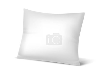Illustration for Vector image of standing blank pillow. Realistic or photorealistic template for furnishing. Living or bedroom interior item. Clean bed element for advertising and marketing, promotion and branding. - Royalty Free Image