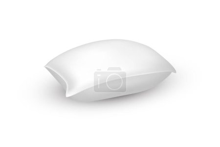 Illustration for Mockup or closeup of blank pillow side view. Mock or close up of cushion for product print or advertising. Interior element for bed. Realistic furnishing for home decor. Manufacturing and sleep theme. - Royalty Free Image