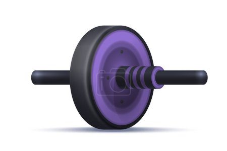 Illustration for Isolated vector image of ab roller or gym wheel. Illustration of workout equipment, athletic or fitness, gymnastic instrument for abs and bodybuilding. Physical training and gym press exercise theme. - Royalty Free Image