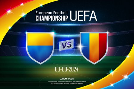 UEFA European football championship 2024. Vector illustration, banner or background. Screen template for football tournament of Europe. Sport competition, national award of euro cup 2024.