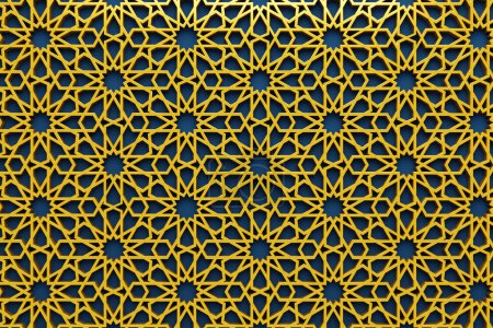 Abstract Golden Arabic Traditional Middle Eastern Pattern 3D Illustration Render
