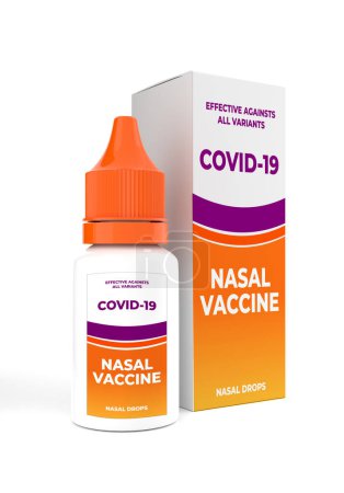 Covid 19 Corona Nasal Vaccine for Protection isolated on White Background - 3D Illustration Rendering