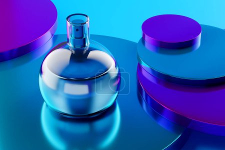 Téléchargez les photos : Round Glass Perfume Bottle - 3D Illustration Render - en image libre de droit