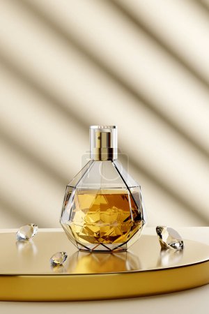 Foto de Glass Perfume Bottle Inspired By Diamond - 3D Illustration Rendering - Imagen libre de derechos