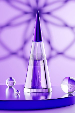 Foto de Purple Conical Glass Perfume Bottle - 3D Illustration Rendering - Imagen libre de derechos