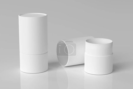 Leere weiße Zylinderverpackung Kartonschachtel-Mockup - 3D Illustration