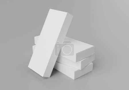Téléchargez les photos : Boîtes blanches vides minces Mockup Stack up - 3D Illustration Render - en image libre de droit