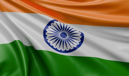Foto de Ondeando la bandera de la India Primer plano - Ilustración de renderizado 3D - Imagen libre de derechos