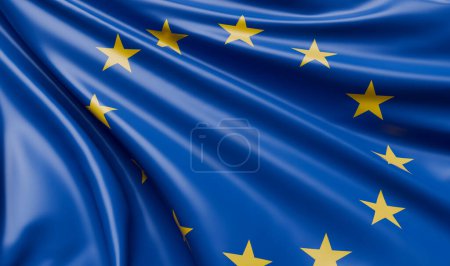 Photo for Waving Europe Flag Satin Fabric - 3D Illustration Render - Royalty Free Image